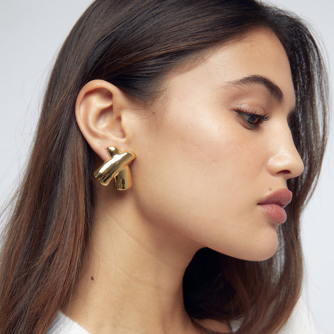 Aurora - Two-Tone Crossover Earrings