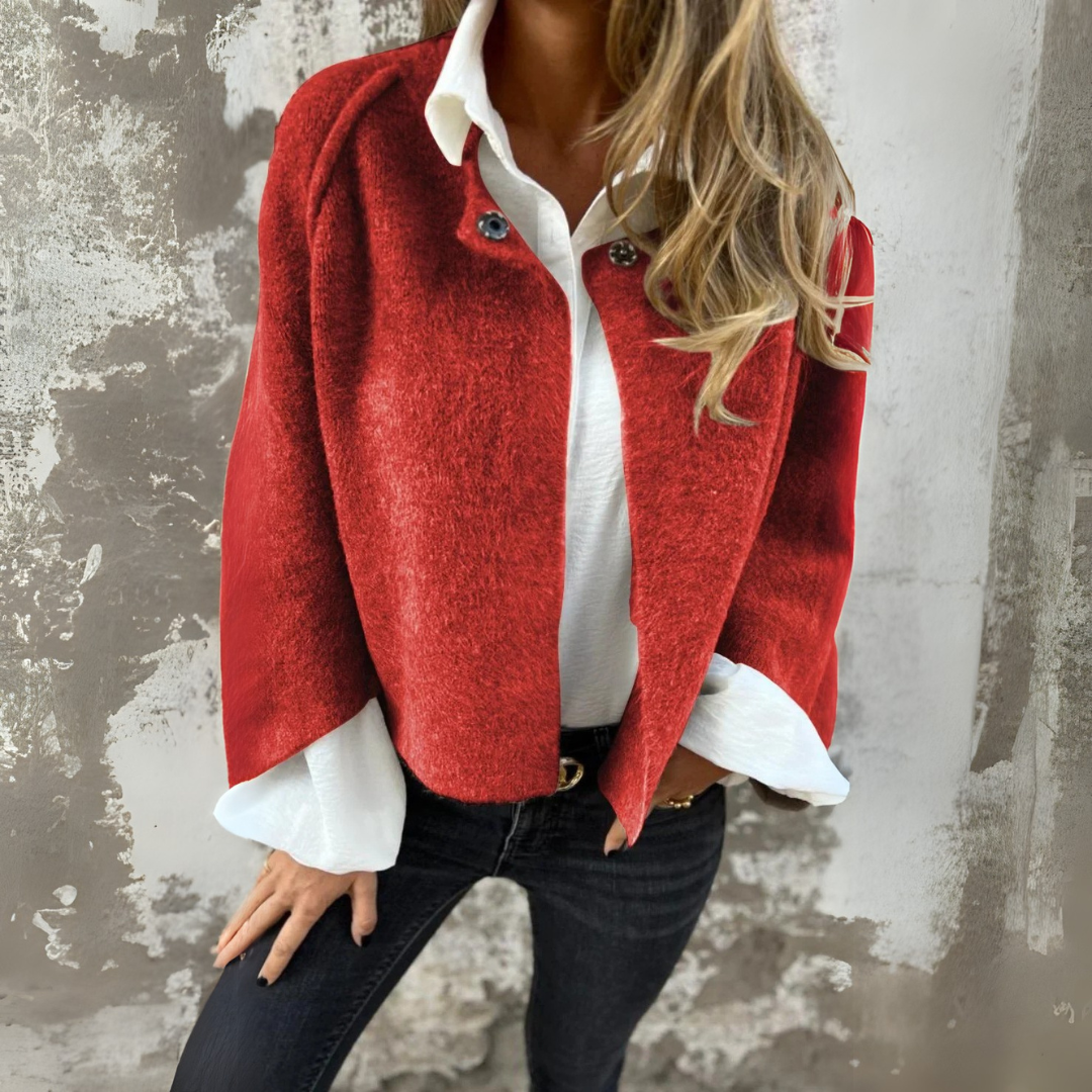 Evelyn - Soft Button-Up Cropped Jacket