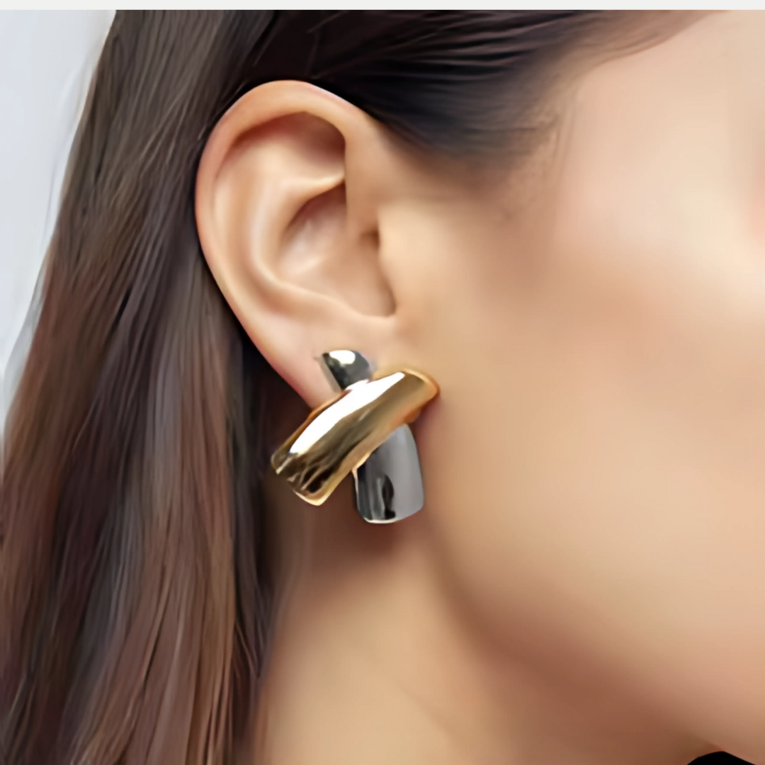 Aurora - Two-Tone Crossover Earrings