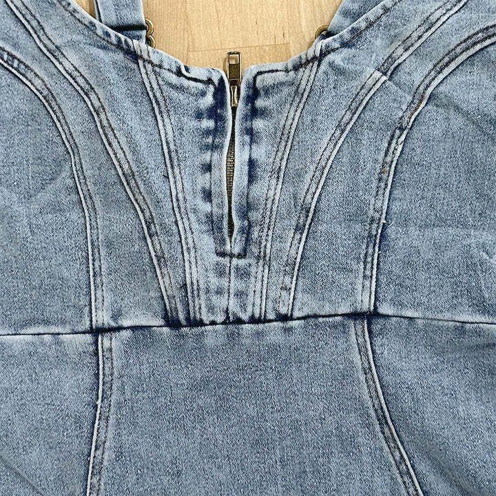 Mae – Sleeveless Denim Bodycon Midi Dress