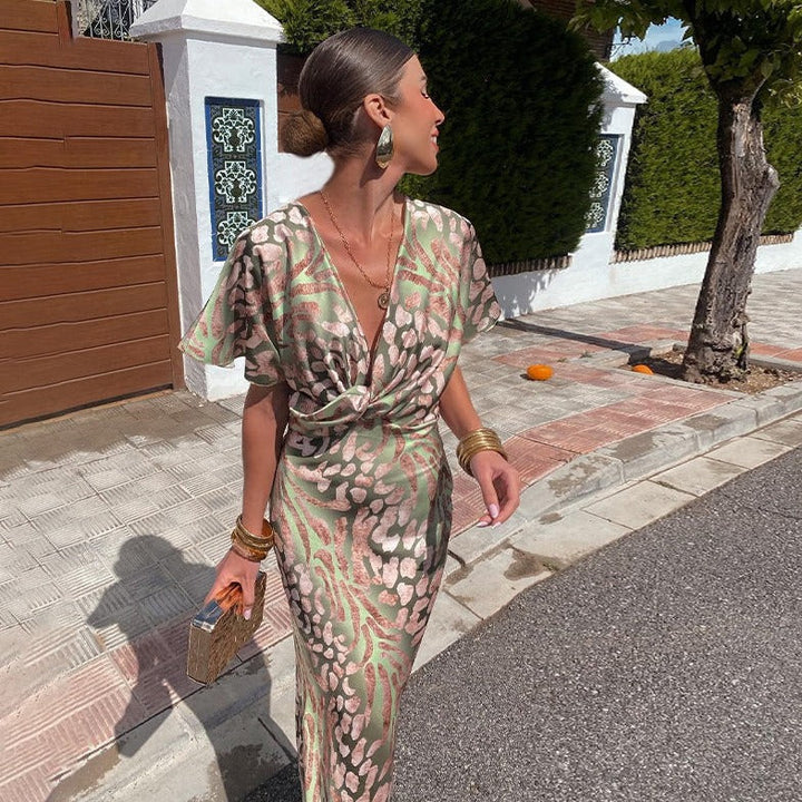 Celeste - Metallic Wrap Dress